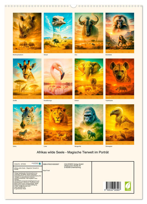 Afrikas wilde Seele - Magische Tierwelt im Porträt (CALVENDO Premium Wandkalender 2026)
