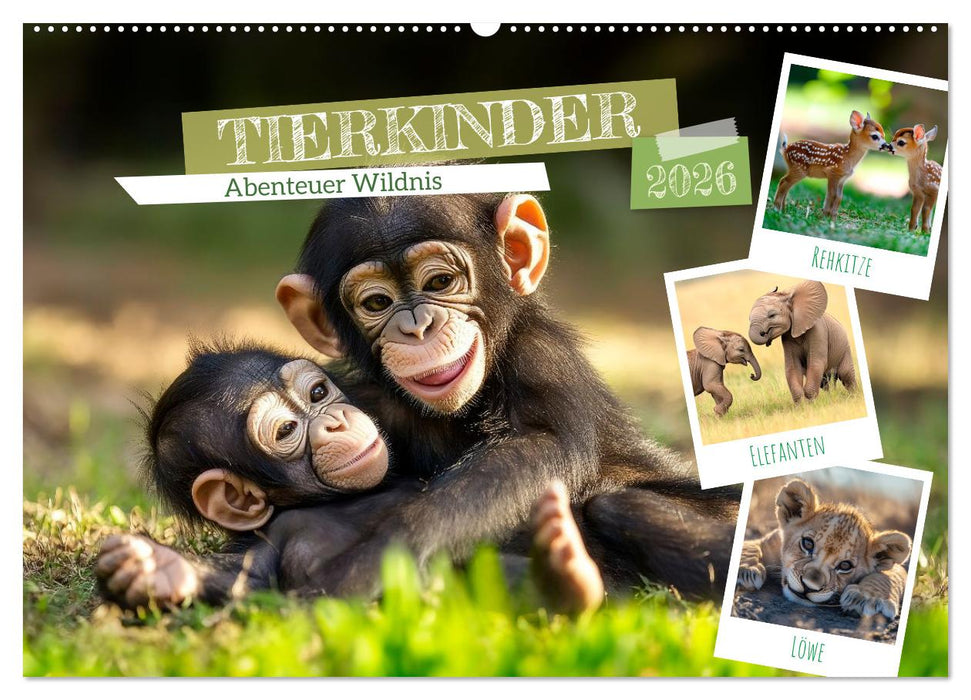 TIERKINDER Abenteuer Wildnis (CALVENDO Wandkalender 2026)