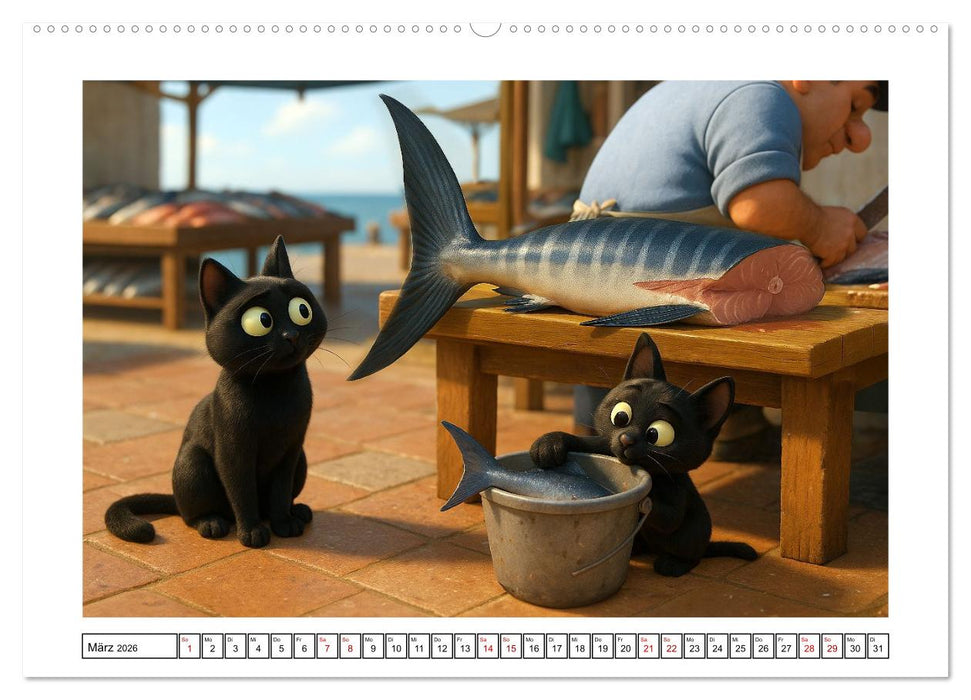 Katzen würden Fische kaufen (CALVENDO Premium Wandkalender 2026)