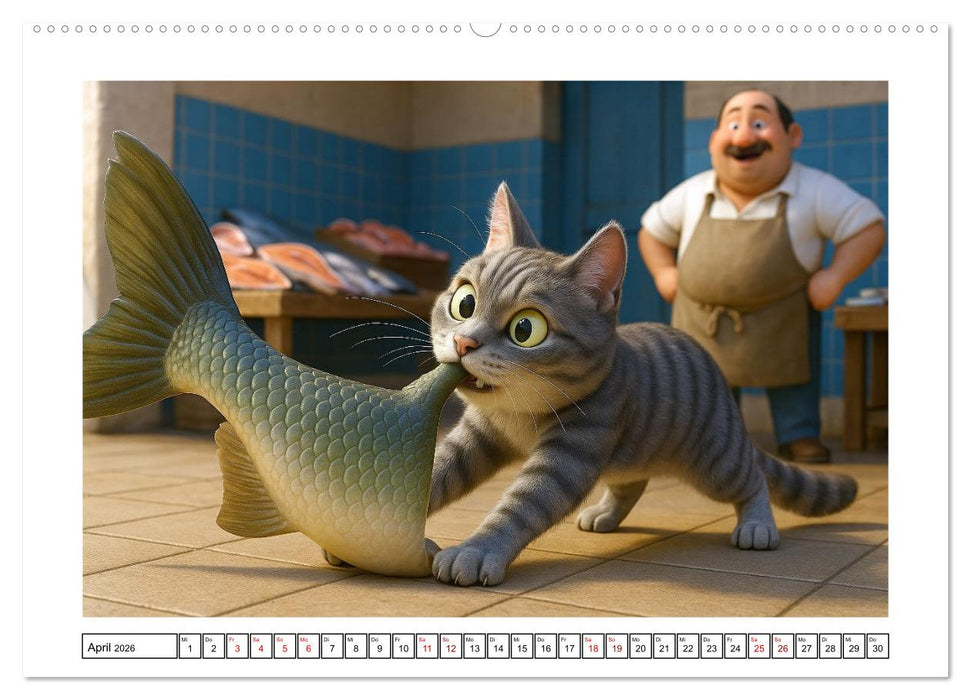 Katzen würden Fische kaufen (CALVENDO Premium Wandkalender 2026)