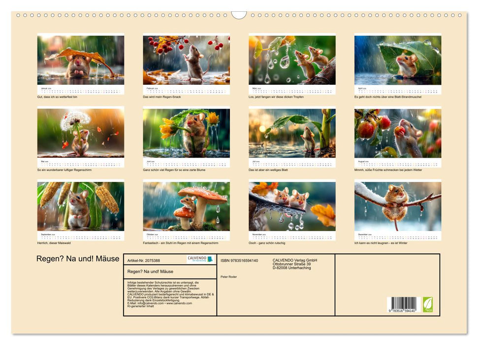 Regen? Na und! Mäuse (CALVENDO Wandkalender 2026)