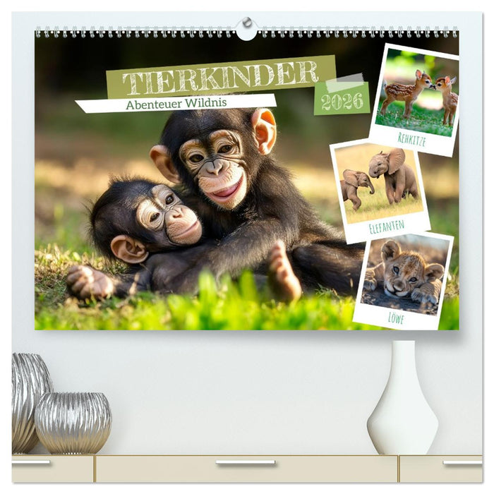 TIERKINDER Abenteuer Wildnis (CALVENDO Premium Wandkalender 2026)