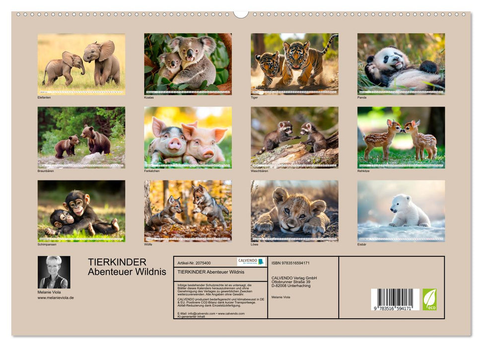 TIERKINDER Abenteuer Wildnis (CALVENDO Premium Wandkalender 2026)