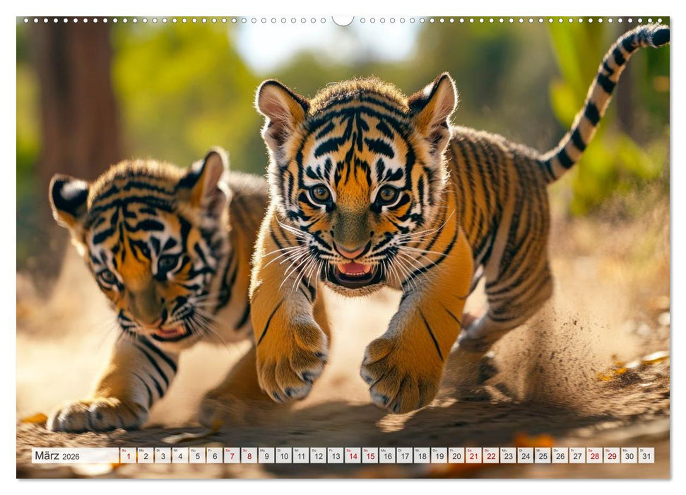 TIERKINDER Abenteuer Wildnis (CALVENDO Premium Wandkalender 2026)