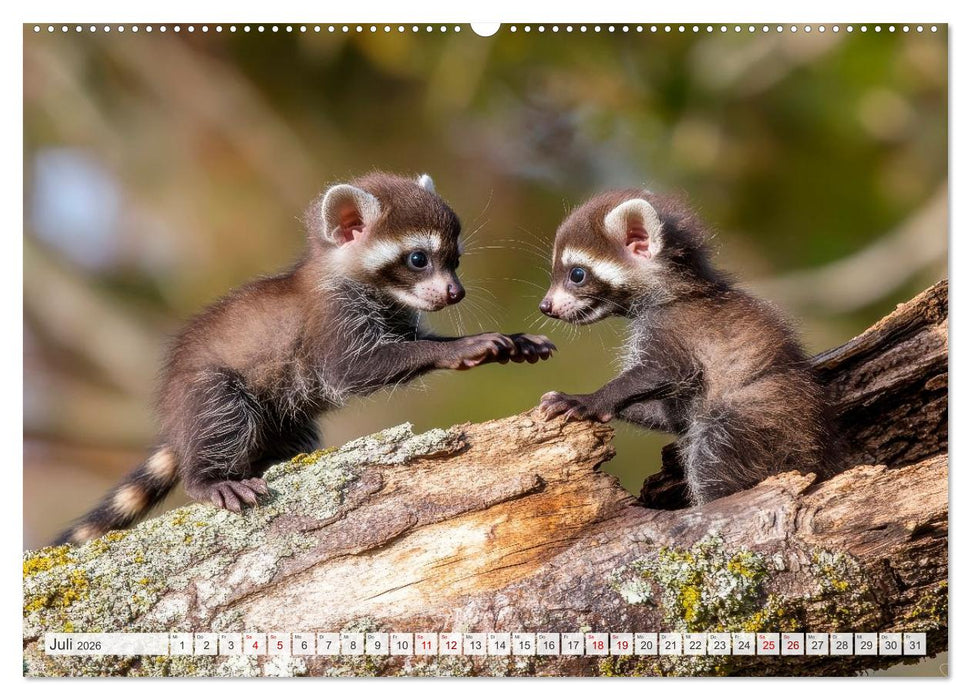 TIERKINDER Abenteuer Wildnis (CALVENDO Premium Wandkalender 2026)