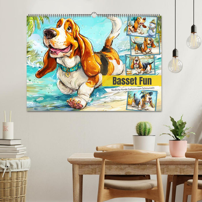 Basset Fun. Niedliche Hunde Cartoons zum Schmunzeln (CALVENDO Wandkalender 2026)