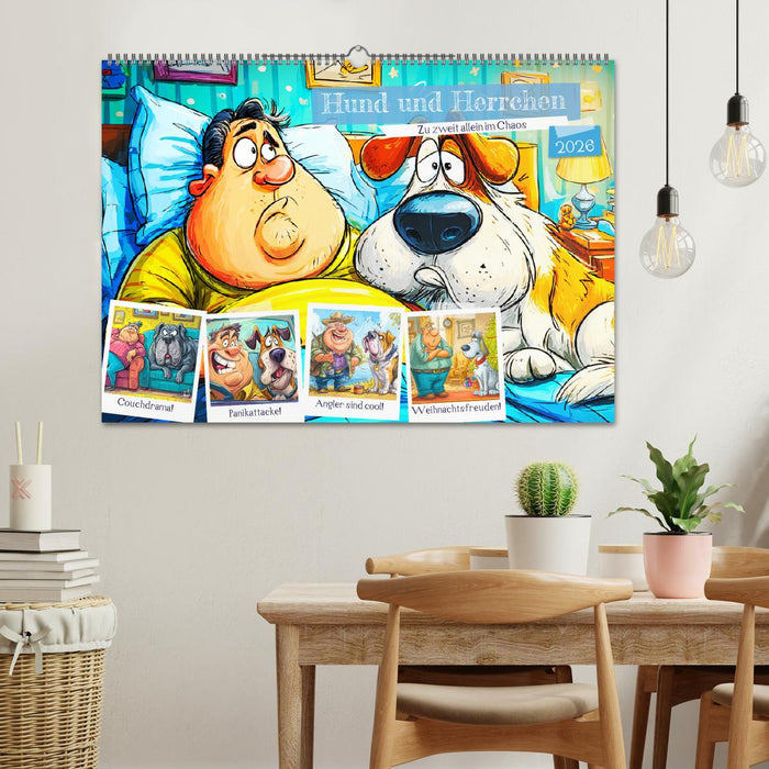Hund und Herrchen. Zu zweit allein im Chaos (CALVENDO Wandkalender 2026)