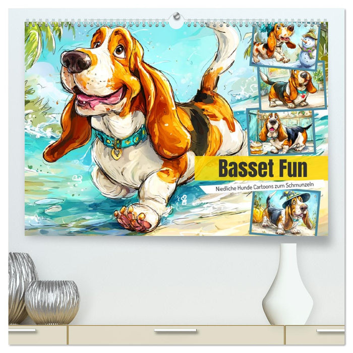 Basset Fun. Niedliche Hunde Cartoons zum Schmunzeln (CALVENDO Premium Wandkalender 2026)