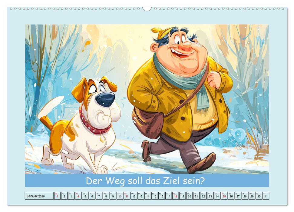 Hund und Herrchen. Zu zweit allein im Chaos (CALVENDO Premium Wandkalender 2026)