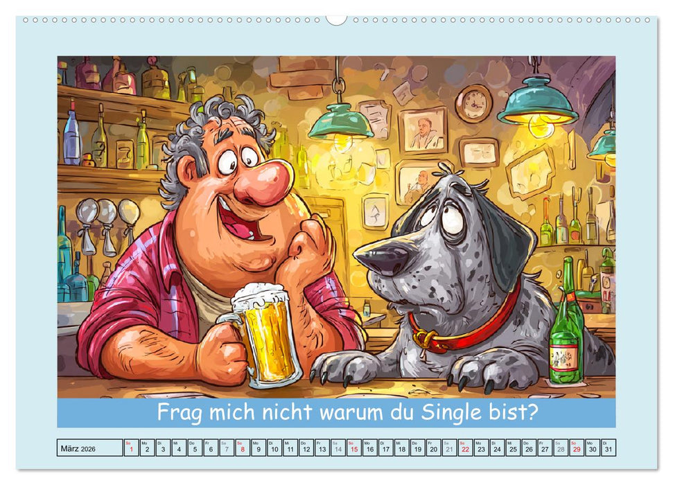 Hund und Herrchen. Zu zweit allein im Chaos (CALVENDO Premium Wandkalender 2026)