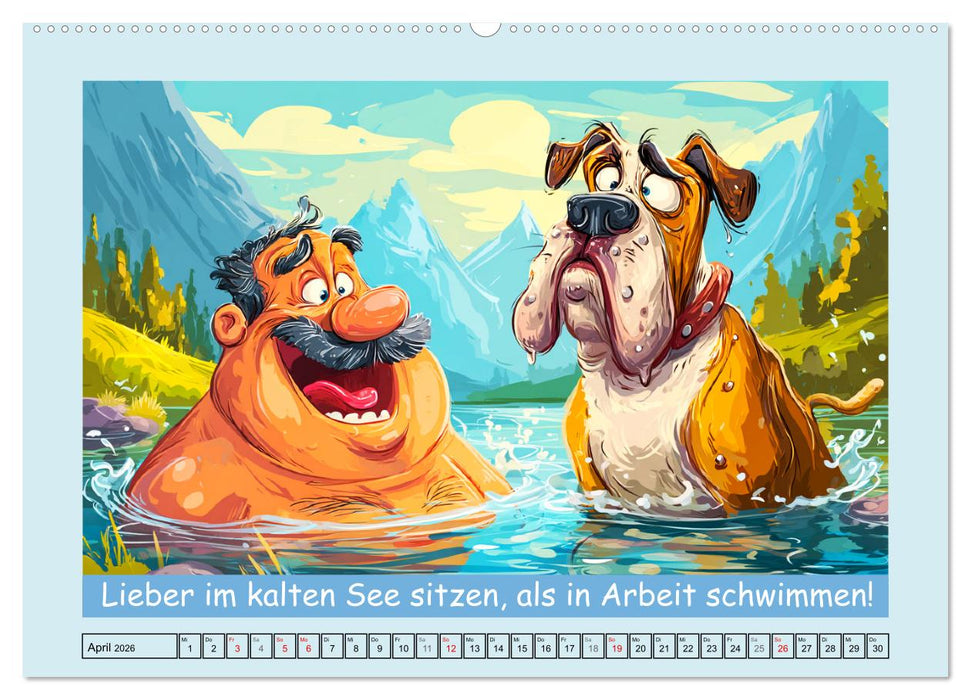 Hund und Herrchen. Zu zweit allein im Chaos (CALVENDO Premium Wandkalender 2026)