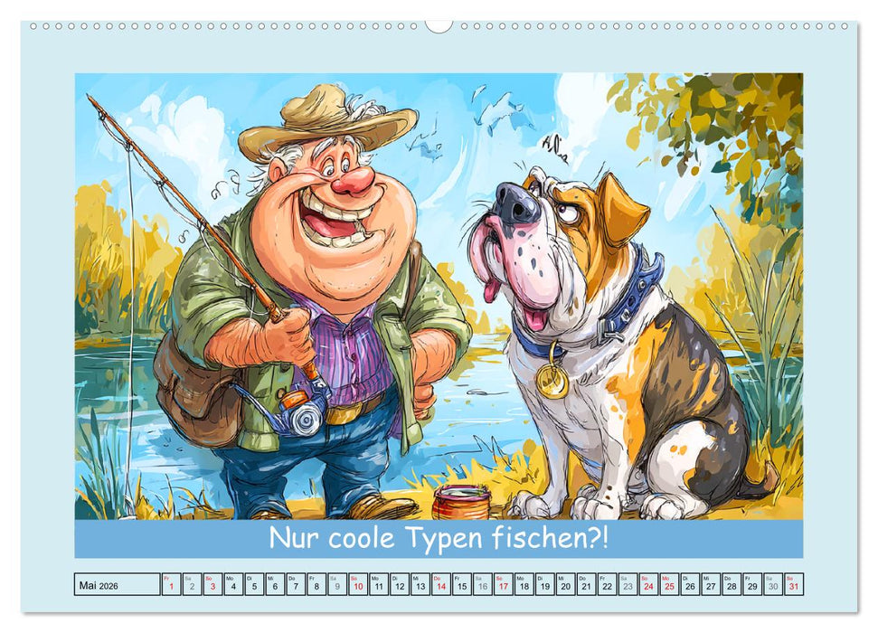 Hund und Herrchen. Zu zweit allein im Chaos (CALVENDO Premium Wandkalender 2026)