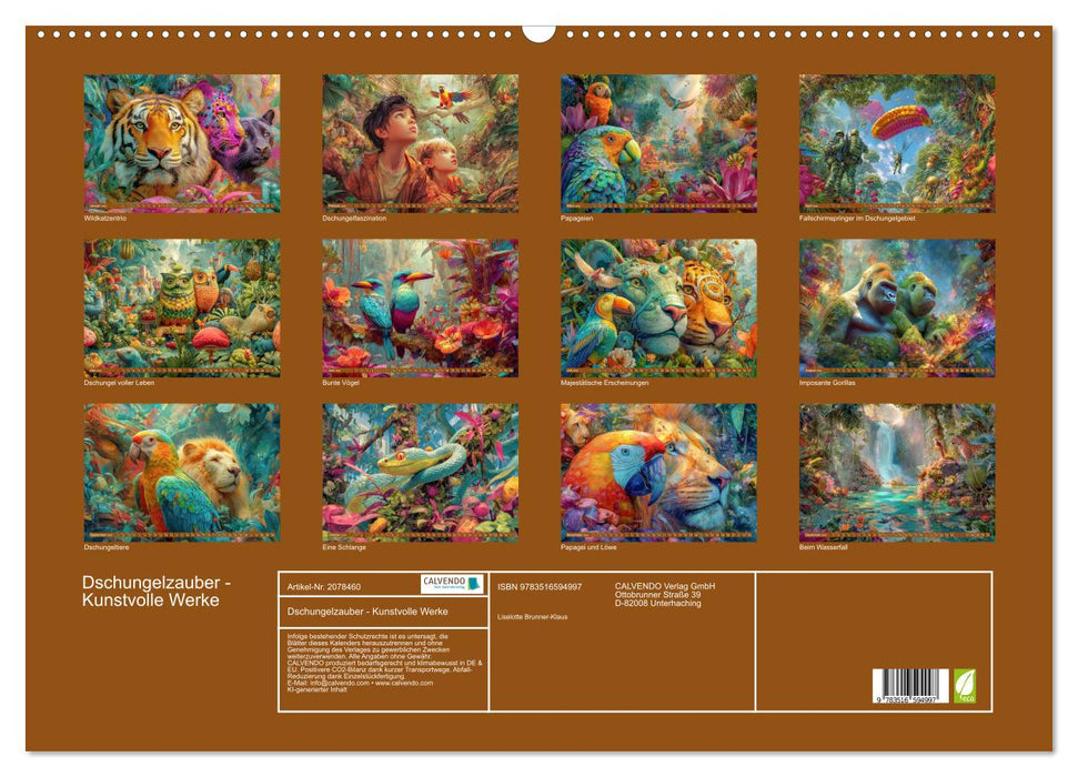 Dschungelzauber - Kunstvolle Werke (CALVENDO Wandkalender 2026)