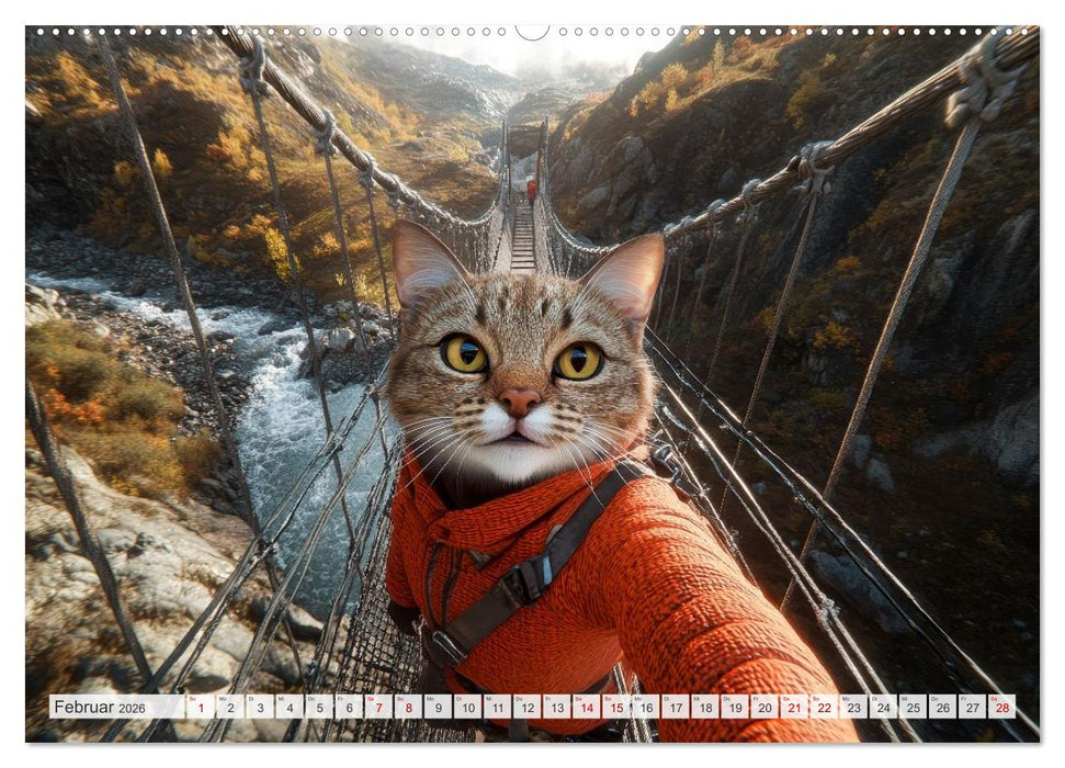 KATZEN-SELFIES Tierische Reiselust (CALVENDO Premium Wandkalender 2026)