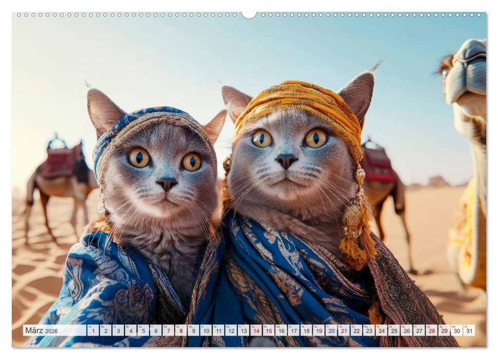 KATZEN-SELFIES Tierische Reiselust (CALVENDO Premium Wandkalender 2026)