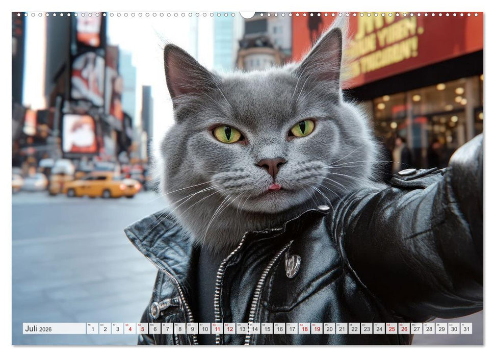 KATZEN-SELFIES Tierische Reiselust (CALVENDO Premium Wandkalender 2026)