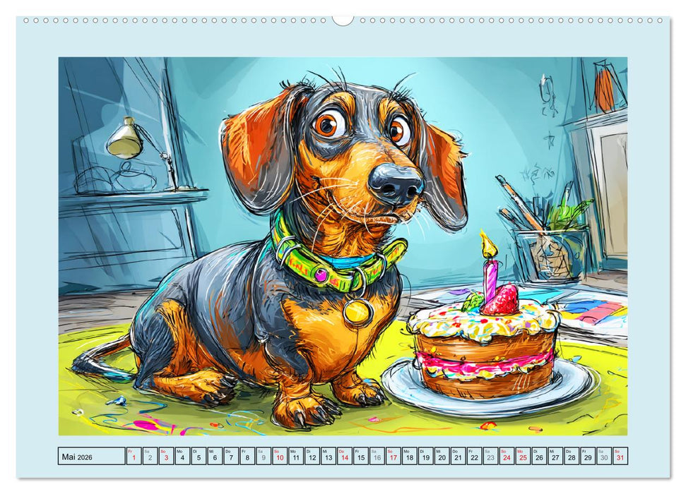 Dackel Fun. Zauberhafte Hunde Cartoons fürs Herz (CALVENDO Wandkalender 2026)
