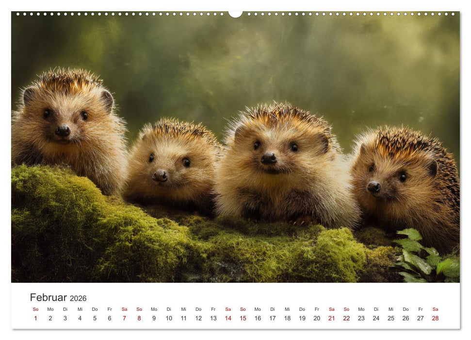 Rund, stachlig, munter - Ein Jahr mit Igeln (CALVENDO Wandkalender 2026)