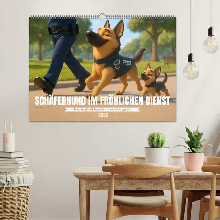 Schäferhund im fröhlichen Dienst (CALVENDO Wandkalender 2026)