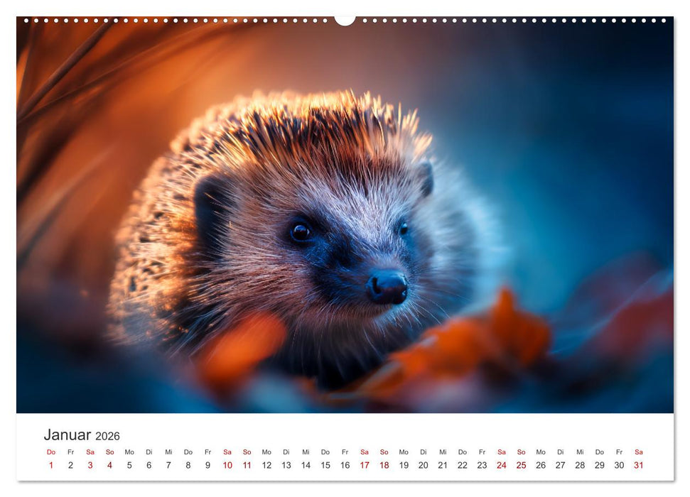Rund, stachlig, munter - Ein Jahr mit Igeln (CALVENDO Premium Wandkalender 2026)