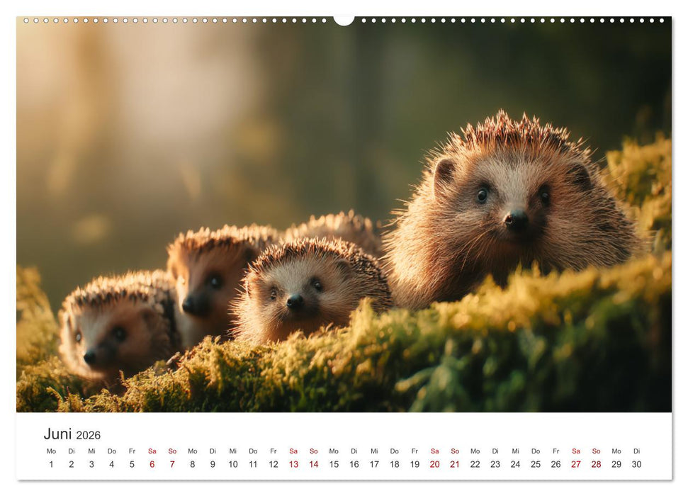 Rund, stachlig, munter - Ein Jahr mit Igeln (CALVENDO Premium Wandkalender 2026)