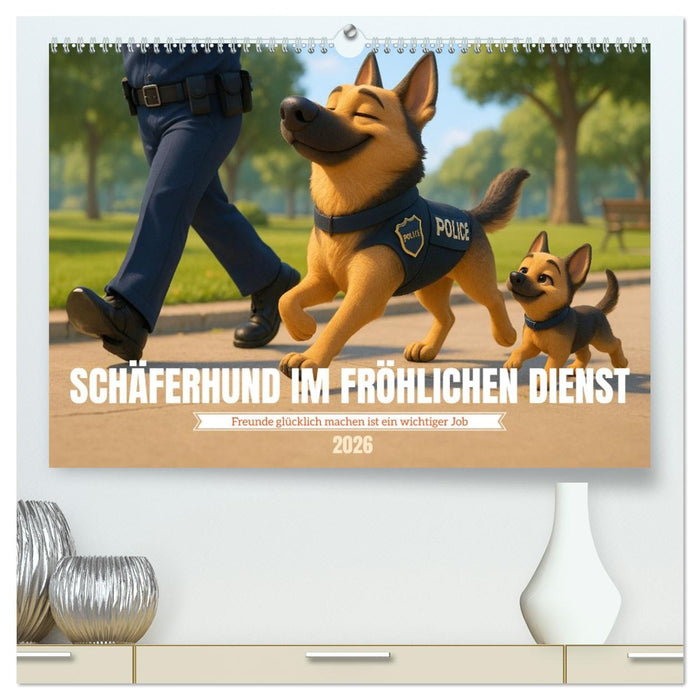 Schäferhund im fröhlichen Dienst (CALVENDO Premium Wandkalender 2026)