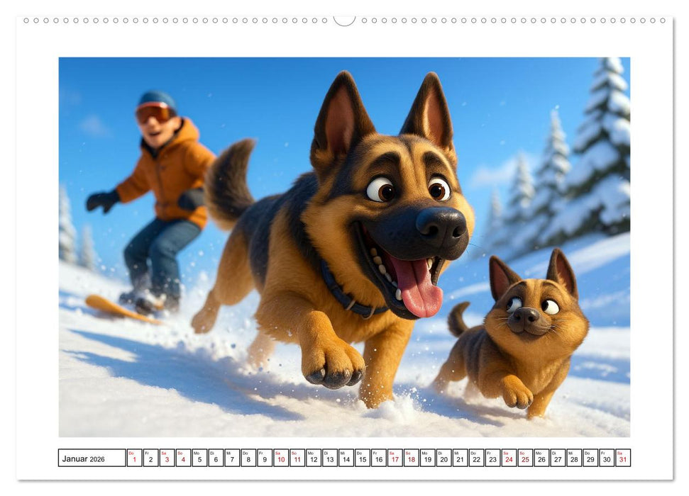 Schäferhund im fröhlichen Dienst (CALVENDO Premium Wandkalender 2026)