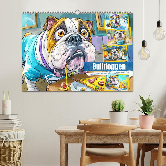 Bulldoggen. Lustige Cartoons von beliebten Charakterköpfen (CALVENDO Wandkalender 2026)