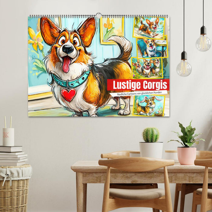 Lustige Corgis. Niedliche Cartoons von glücklichen Hunden (CALVENDO Wandkalender 2026)