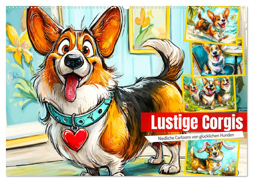 Lustige Corgis. Niedliche Cartoons von glücklichen Hunden (CALVENDO Wandkalender 2026)