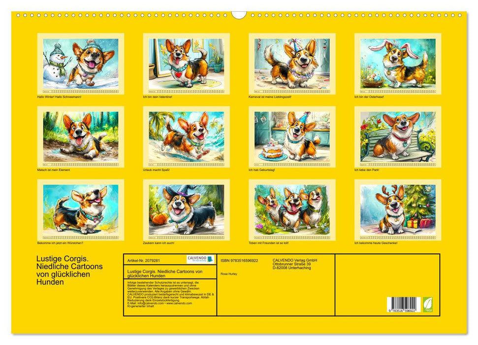 Lustige Corgis. Niedliche Cartoons von glücklichen Hunden (CALVENDO Wandkalender 2026)