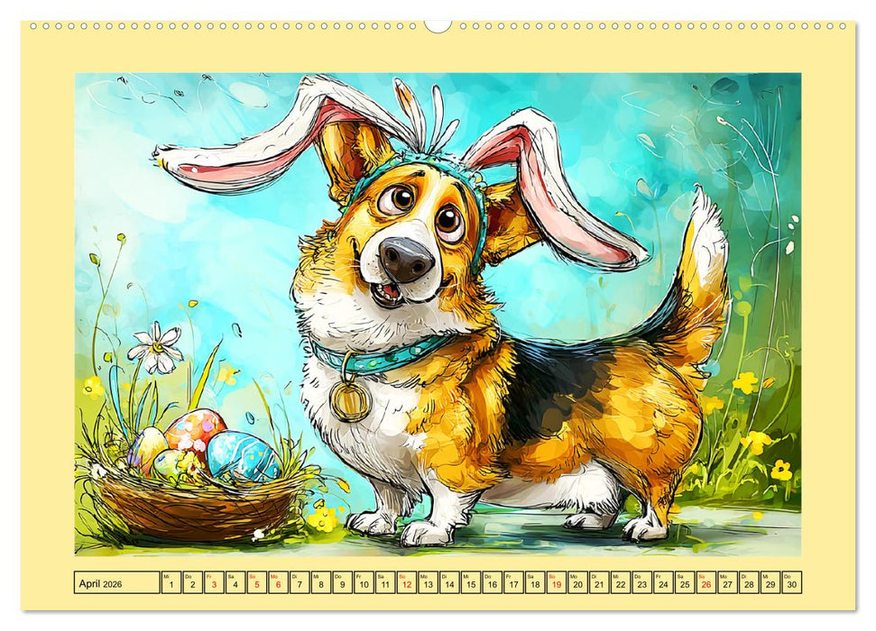 Lustige Corgis. Niedliche Cartoons von glücklichen Hunden (CALVENDO Wandkalender 2026)