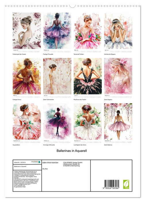 Ballerinas in Aquarell (CALVENDO Premium Wandkalender 2026)