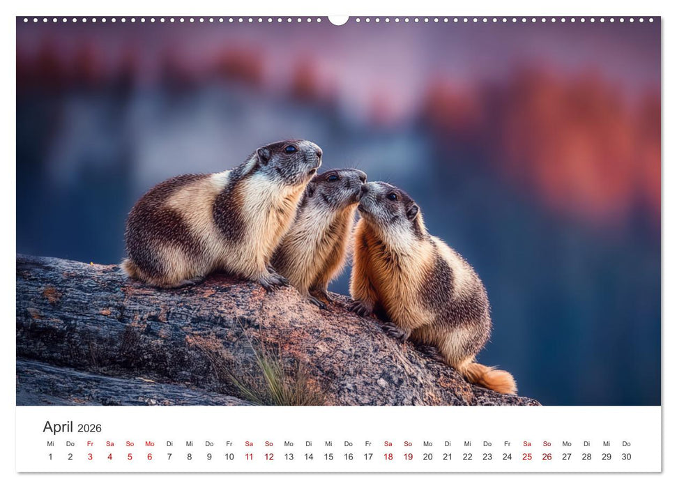 Alpenplüsch - Mit Murmeltieren durchs Jahr (CALVENDO Wandkalender 2026)