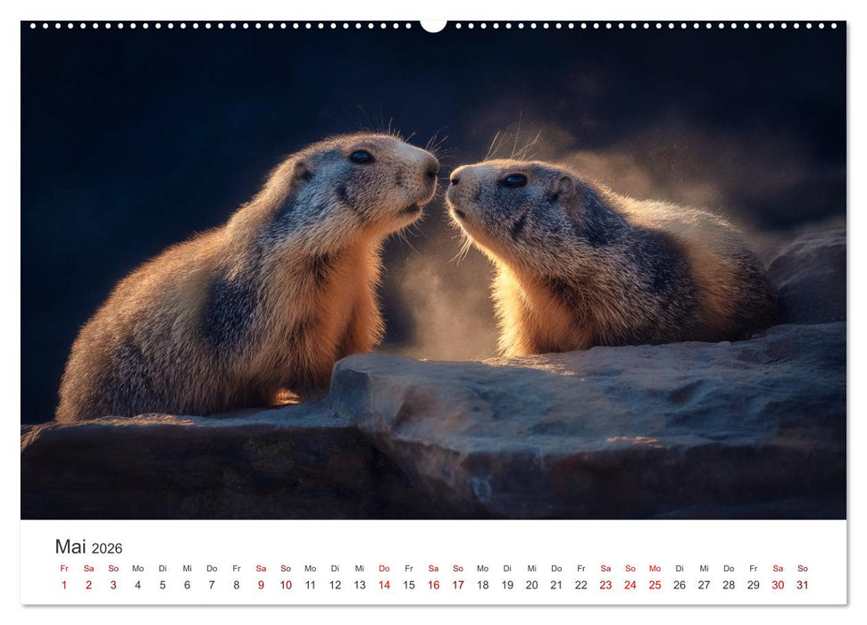 Alpenplüsch - Mit Murmeltieren durchs Jahr (CALVENDO Premium Wandkalender 2026)