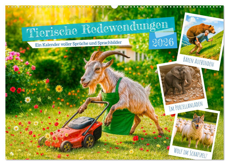 Tierische Redewendungen - Ein Kalender voller Sprüche und Sprachbilder (CALVENDO Wandkalender 2026)