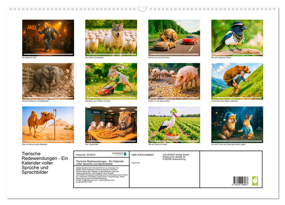 Tierische Redewendungen - Ein Kalender voller Sprüche und Sprachbilder (CALVENDO Wandkalender 2026)