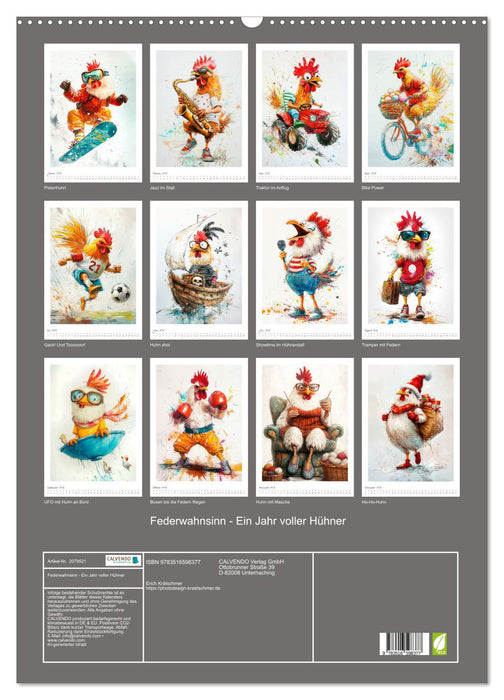 Federwahnsinn - Ein Jahr voller Hühner (CALVENDO Wandkalender 2026)