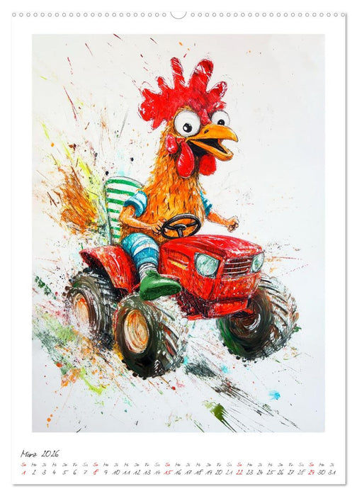 Federwahnsinn - Ein Jahr voller Hühner (CALVENDO Wandkalender 2026)