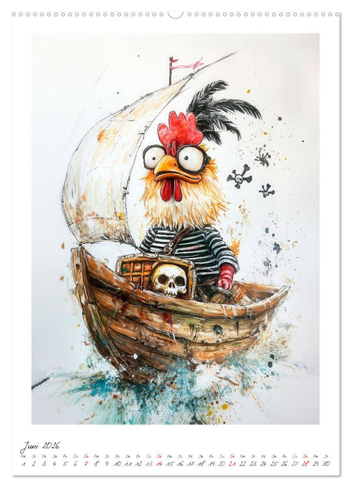 Federwahnsinn - Ein Jahr voller Hühner (CALVENDO Wandkalender 2026)