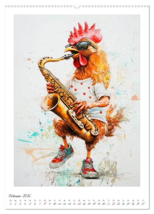 Federwahnsinn - Ein Jahr voller Hühner (CALVENDO Premium Wandkalender 2026)