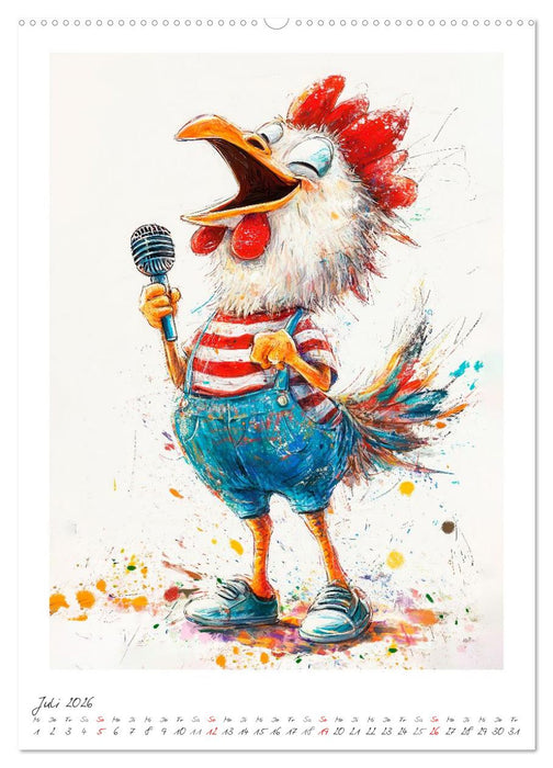 Federwahnsinn - Ein Jahr voller Hühner (CALVENDO Premium Wandkalender 2026)