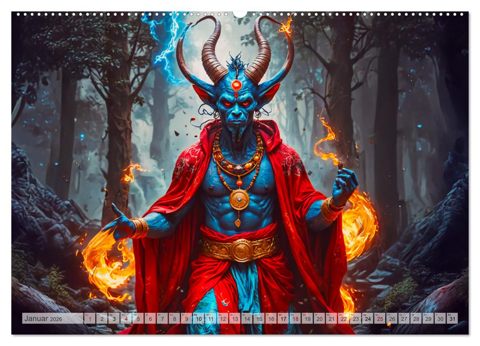 Afrikanische Mythologie - Götter, Helden und Monster (CALVENDO Premium Wandkalender 2026)