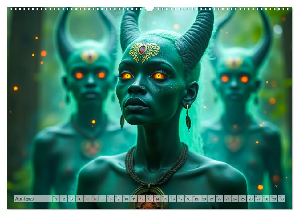 Afrikanische Mythologie - Götter, Helden und Monster (CALVENDO Premium Wandkalender 2026)