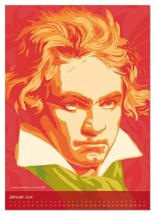 Ludwig van Beethoven - Portraits, Artworks und Designs (CALVENDO Wandkalender 2026)