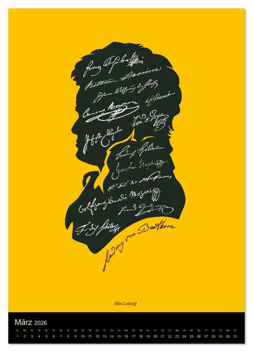 Ludwig van Beethoven - Portraits, Artworks und Designs (CALVENDO Wandkalender 2026)