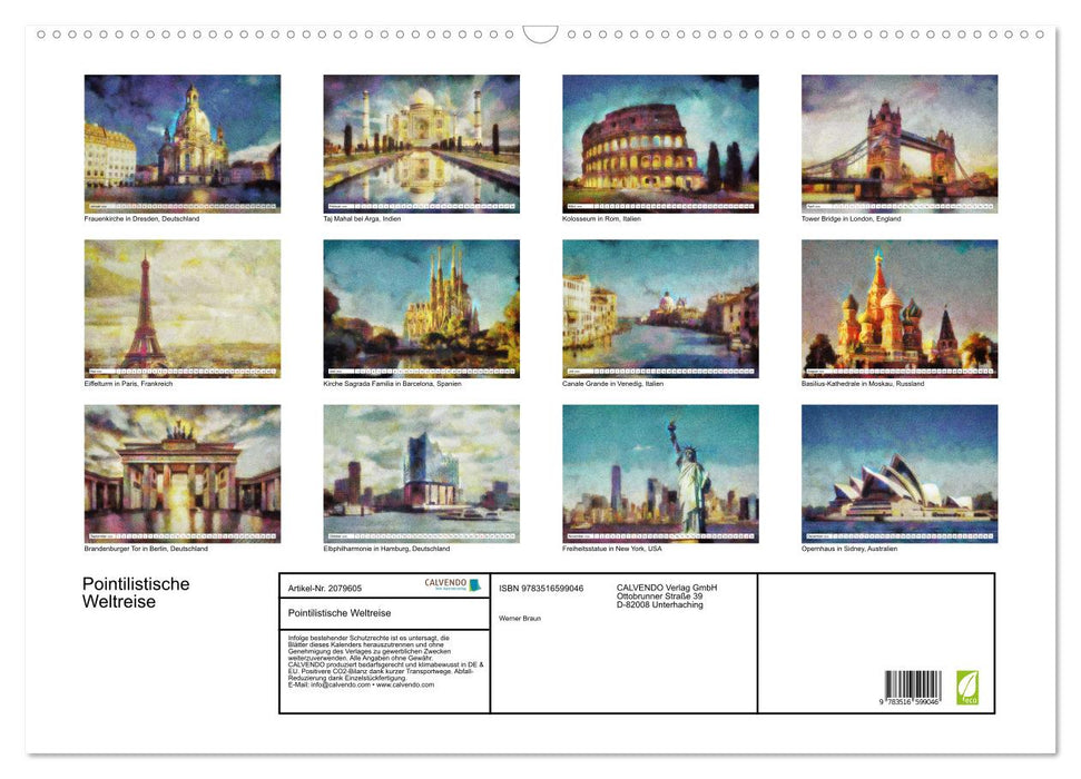 Pointilistische Weltreise (CALVENDO Wandkalender 2026)