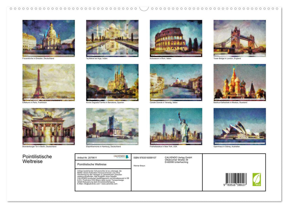 Pointilistische Weltreise (CALVENDO Premium Wandkalender 2026)