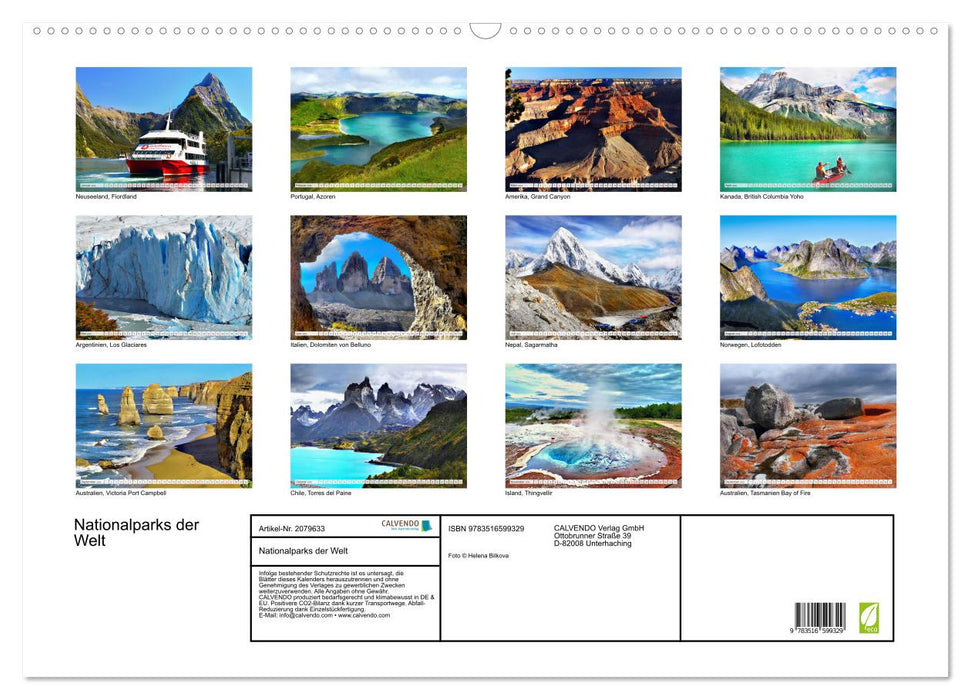 Nationalparks der Welt (CALVENDO Wandkalender 2026)