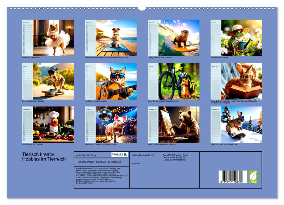 Tierisch kreativ: Hobbies im Tierreich (CALVENDO Premium Wandkalender 2026)